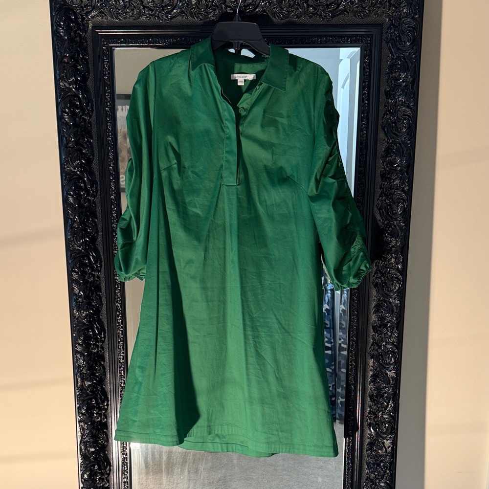 Chico's Vibrant Green 3/4 Sleeve Dress
